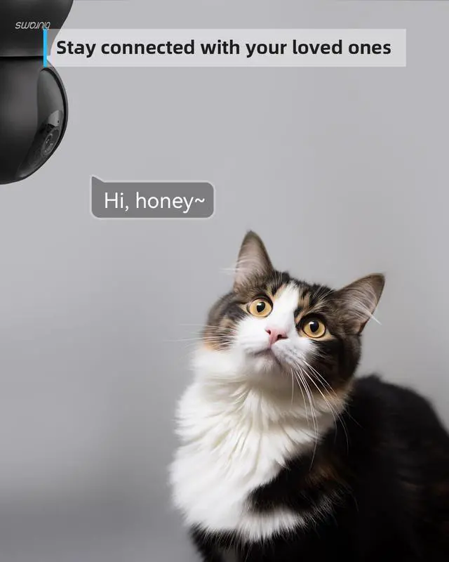 Alt view image 4 of 6 - Indoor Camera, 2K Pet Camera 360° Cameras for Home Security with Phone App, Motion Tracking, 2-Way Audio, IR Night Vision, Siren, Compatible with Alexa & Google Assistant
