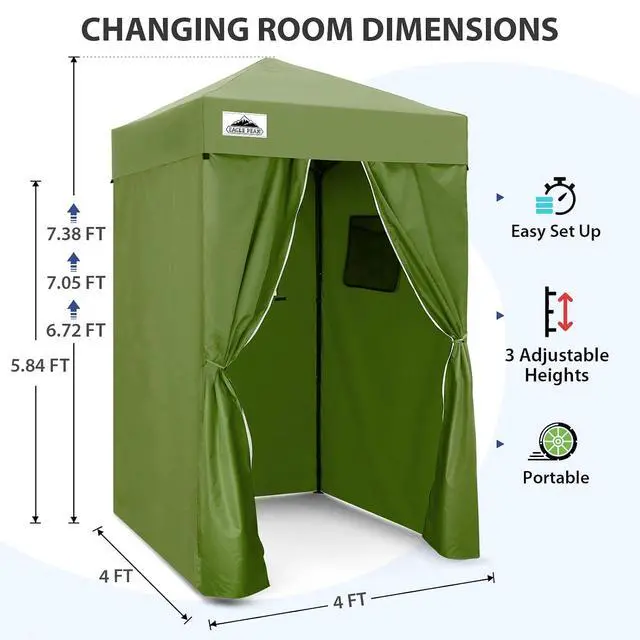 Alt view image 3 of 7 - Flex Ultra Compact 4x4 Pop-up Canopy, Sun Shelter, Changing Room, Portable Privacy Canopy Cabana for Pool, Fashion Photoshoots, or Camping, Army Green