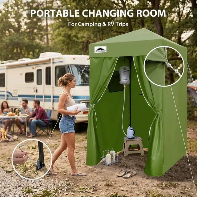 Alt view image 5 of 7 - Flex Ultra Compact 4x4 Pop-up Canopy, Sun Shelter, Changing Room, Portable Privacy Canopy Cabana for Pool, Fashion Photoshoots, or Camping, Army Green
