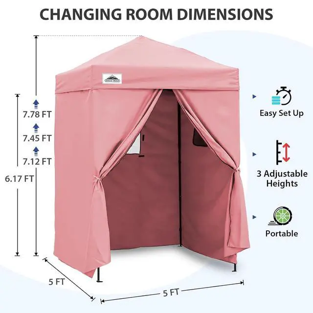 Alt view image 3 of 7 - Flex Ultra Compact 5x5 Pop-up Canopy, Sun Shelter, Changing Room, Portable Privacy Tent for Pool, Fashion Photoshoots, or Camping, Pink