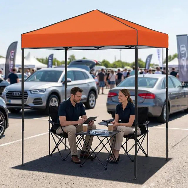 Alt view image 5 of 7 - 6x4 Instant Pop Up Canopy Tent, Straight Leg Sun Shelter, Portable Canopy with Carry Bag for Camping, Beach & Sports, Orange