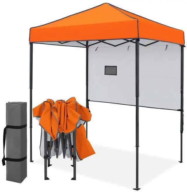 Main image of 6x4 Instant Pop Up Canopy Tent with 1 Half Wall Panel, Straight Leg Sun Shelter, Portable Canopy with Carry Bag for Camping, Beach & Sports, Orange