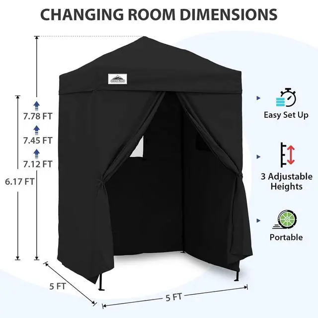 Alt view image 3 of 7 - Flex Ultra Compact 5x5 Pop-up Canopy, Sun Shelter, Changing Room, Portable Privacy Canopy Cabana for Pool, Fashion Photoshoots, or Camping, Black