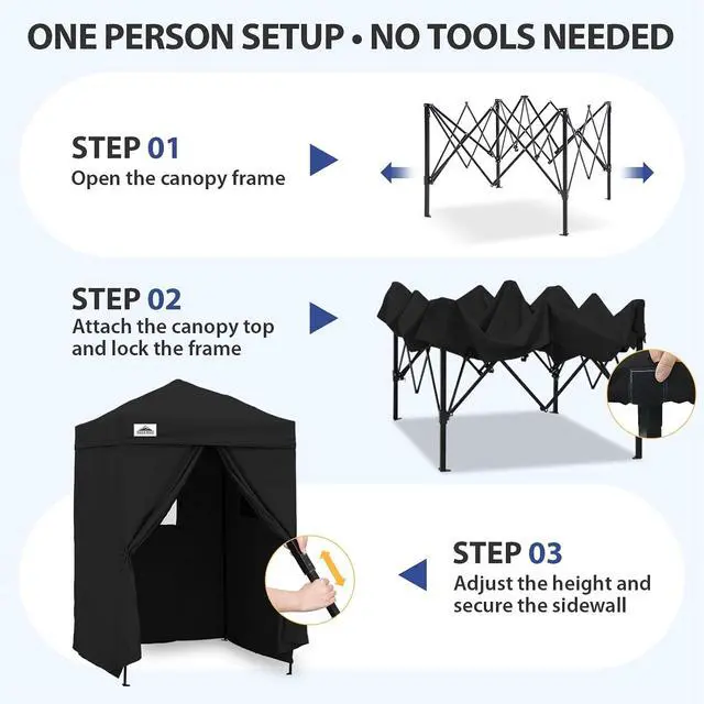 Alt view image 4 of 7 - Flex Ultra Compact 5x5 Pop-up Canopy, Sun Shelter, Changing Room, Portable Privacy Canopy Cabana for Pool, Fashion Photoshoots, or Camping, Black