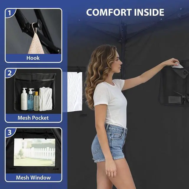 Alt view image 6 of 7 - Flex Ultra Compact 5x5 Pop-up Canopy, Sun Shelter, Changing Room, Portable Privacy Canopy Cabana for Pool, Fashion Photoshoots, or Camping, Black