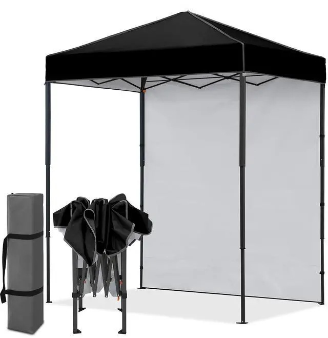 Main image of 6x4 Instant Pop Up Canopy Tent with 1 Side Wall Panel, Straight Leg Sun Shelter, Portable Canopy with Carry Bag for Camping, Beach & Sports, Black