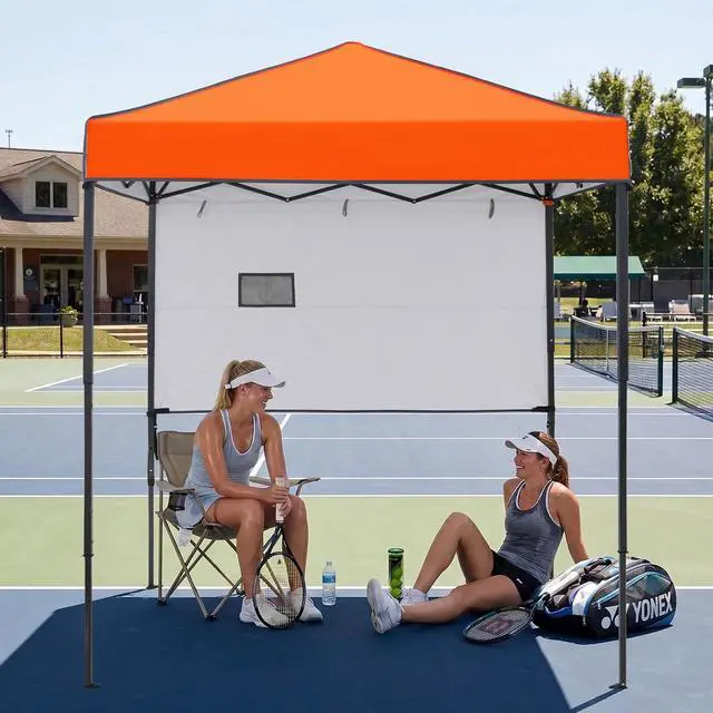 Alt view image 7 of 7 - 6x4 Instant Pop Up Canopy Tent with 1 Half Wall Panel, Straight Leg Sun Shelter, Portable Canopy with Carry Bag for Camping, Beach & Sports, Orange