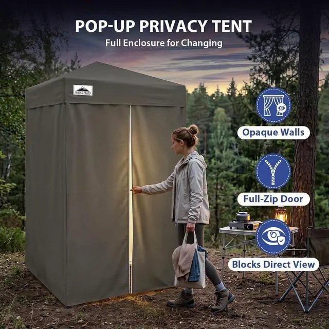 Alt view image 2 of 7 - Flex Ultra Compact 4x4 Pop-up Canopy, Sun Shelter, Changing Room, Portable Privacy Canopy Cabana for Pool, Fashion Photoshoots, or Camping, Dark Gray