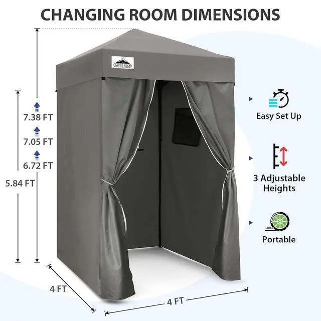 Alt view image 3 of 7 - Flex Ultra Compact 4x4 Pop-up Canopy, Sun Shelter, Changing Room, Portable Privacy Canopy Cabana for Pool, Fashion Photoshoots, or Camping, Dark Gray