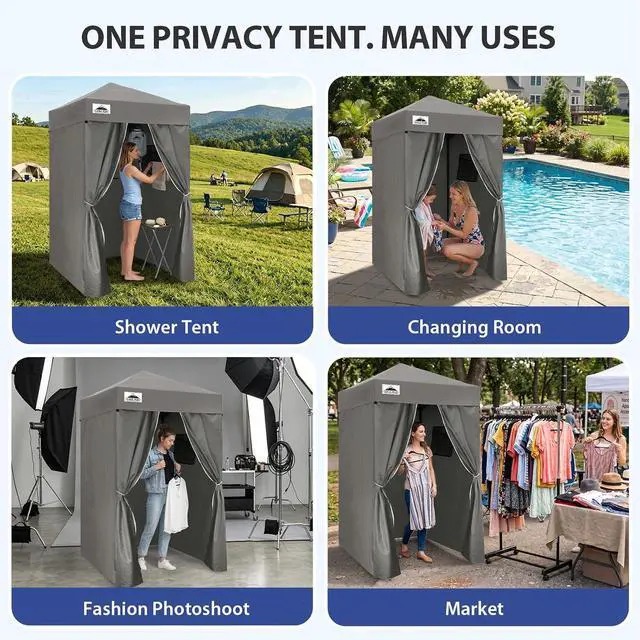 Alt view image 7 of 7 - Flex Ultra Compact 4x4 Pop-up Canopy, Sun Shelter, Changing Room, Portable Privacy Canopy Cabana for Pool, Fashion Photoshoots, or Camping, Dark Gray