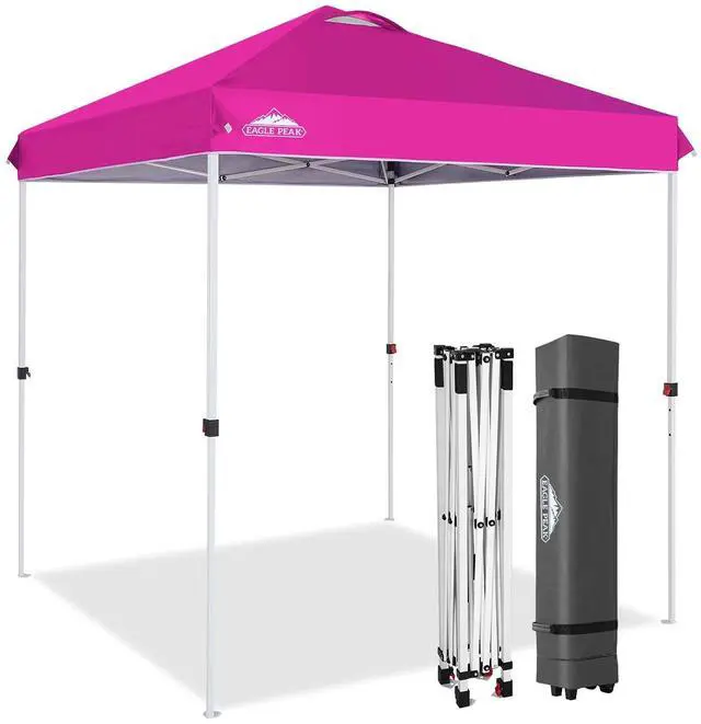 Main image of Pop Up Canopy Tent with Wheeled Carry Bag, 8 Stakes, 4 Ropes, Easy Set Up Tent Canopy, 6.6x6.6 ft, Pink