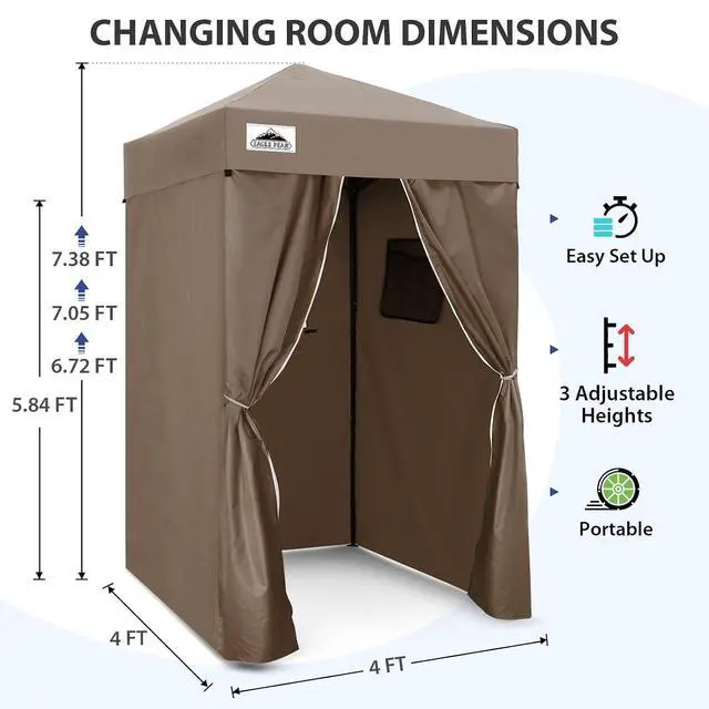 Alt view image 3 of 7 - EAGLE PEAK Flex Ultra Compact Pop-up Canopy, Sun Shelter, Changing Room, Portable Privacy Canopy Cabana, 4x4ft Canopy Tent, for Pool, Fashion Photoshoots, or Camping Brown