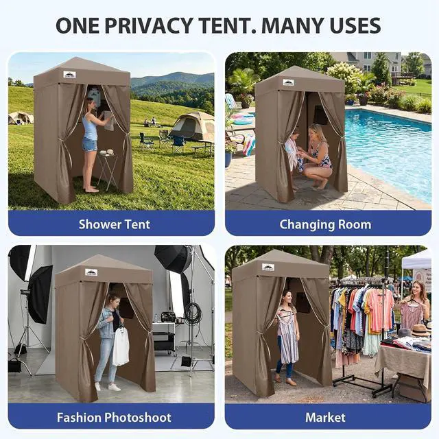 Alt view image 7 of 7 - EAGLE PEAK Flex Ultra Compact Pop-up Canopy, Sun Shelter, Changing Room, Portable Privacy Canopy Cabana, 4x4ft Canopy Tent, for Pool, Fashion Photoshoots, or Camping Brown