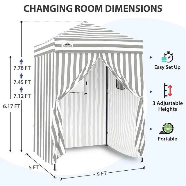 Alt view image 3 of 7 - Flex Ultra Compact 5x5 Pop-up Canopy, Sun Shelter, Changing Room, Portable Privacy Tent for Pool, Fashion Photoshoots, or Camping, Gray/White