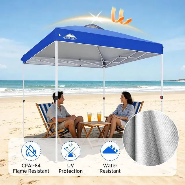 Alt view image 3 of 7 - Pop Up Canopy Tent with Wheeled Carry Bag, 8 Stakes, 4 Ropes, Easy Set Up Tent Canopy, 8x8 ft, Blue