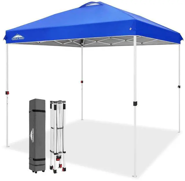 Main image of Pop Up Canopy Tent with Wheeled Carry Bag, 8 Stakes, 4 Ropes, Easy Set Up Tent Canopy, 8x8 ft, Blue