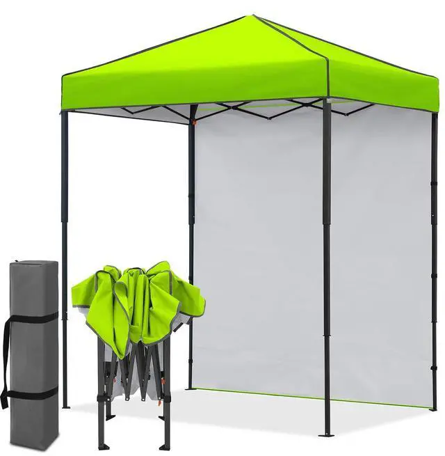 Main image of 6x4 Instant Pop Up Canopy Tent with 1 Side Wall Panel, Straight Leg Sun Shelter, Portable Canopy with Carry Bag for Camping, Beach & Sports, Neon Green