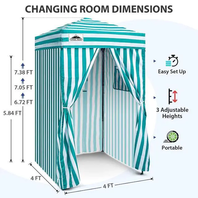 Alt view image 4 of 7 - Flex Ultra Compact 4x4 Pop-up Canopy, Sun Shelter, Changing Room, Portable Privacy Canopy Cabana for Pool, Fashion Photoshoots, or Camping, White/Light Blue