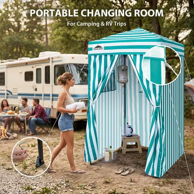 Alt view image 6 of 7 - Flex Ultra Compact 4x4 Pop-up Canopy, Sun Shelter, Changing Room, Portable Privacy Canopy Cabana for Pool, Fashion Photoshoots, or Camping, White/Light Blue