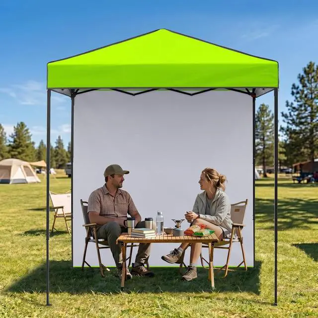 Alt view image 7 of 7 - 6x4 Instant Pop Up Canopy Tent with 1 Side Wall Panel, Straight Leg Sun Shelter, Portable Canopy with Carry Bag for Camping, Beach & Sports, Neon Green