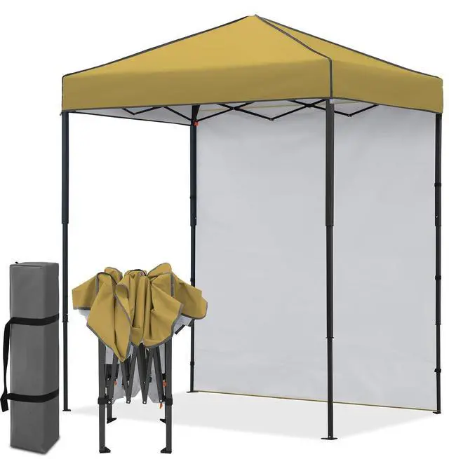 Main image of 6x4 Instant Pop Up Canopy Tent with 1 Side Wall Panel, Straight Leg Sun Shelter, Portable Canopy with Carry Bag for Camping, Beach & Sports, Beige