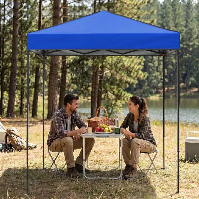 Alt view image 7 of 7 - 6x4 Instant Pop Up Canopy Tent, Straight Leg Sun Shelter, Portable Canopy with Carry Bag for Camping, Beach & Sports, Blue