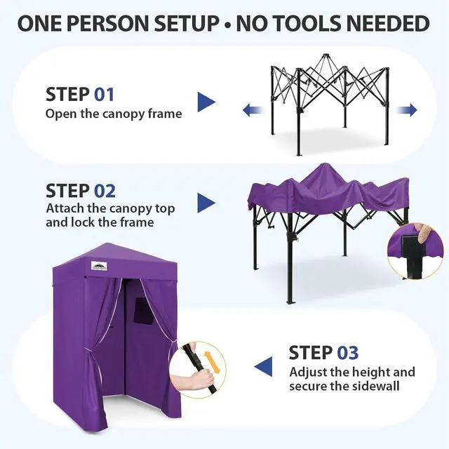 Alt view image 4 of 7 - Flex Ultra Compact 4x4 Pop-up Canopy, Sun Shelter, Changing Room, Portable Privacy Canopy Cabana for Pool, Fashion Photoshoots, or Camping, Purple