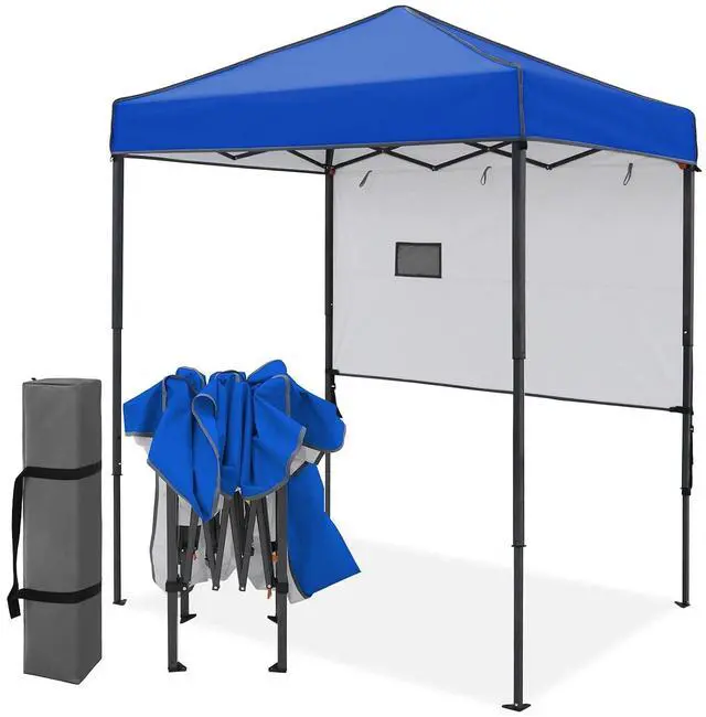 Main image of 6x4 Instant Pop Up Canopy Tent with 1 Half Wall Panel, Straight Leg Sun Shelter, Portable Canopy with Carry Bag for Camping, Beach & Sports, Blue