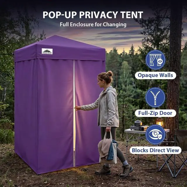 Alt view image 2 of 7 - Flex Ultra Compact 4x4 Pop-up Canopy, Sun Shelter, Changing Room, Portable Privacy Canopy Cabana for Pool, Fashion Photoshoots, or Camping, Purple