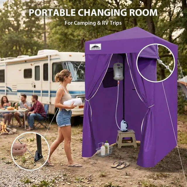 Alt view image 5 of 7 - Flex Ultra Compact 4x4 Pop-up Canopy, Sun Shelter, Changing Room, Portable Privacy Canopy Cabana for Pool, Fashion Photoshoots, or Camping, Purple