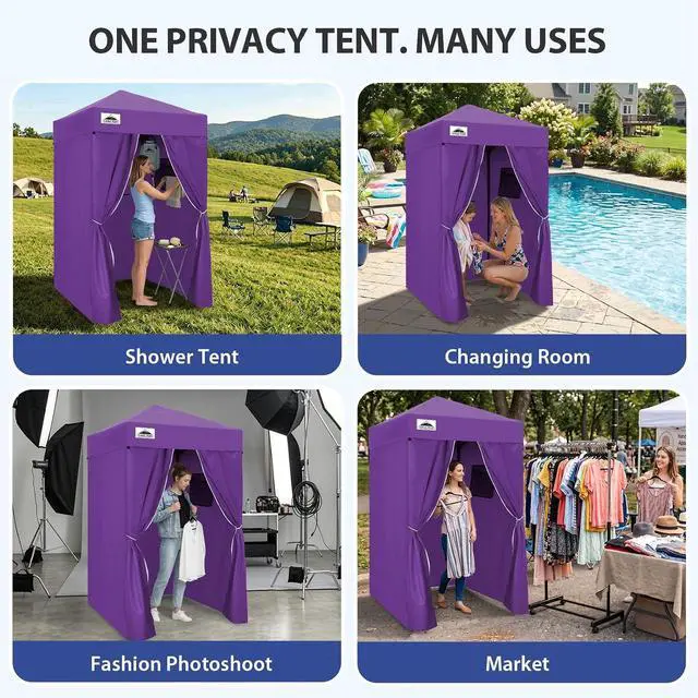 Alt view image 7 of 7 - Flex Ultra Compact 4x4 Pop-up Canopy, Sun Shelter, Changing Room, Portable Privacy Canopy Cabana for Pool, Fashion Photoshoots, or Camping, Purple