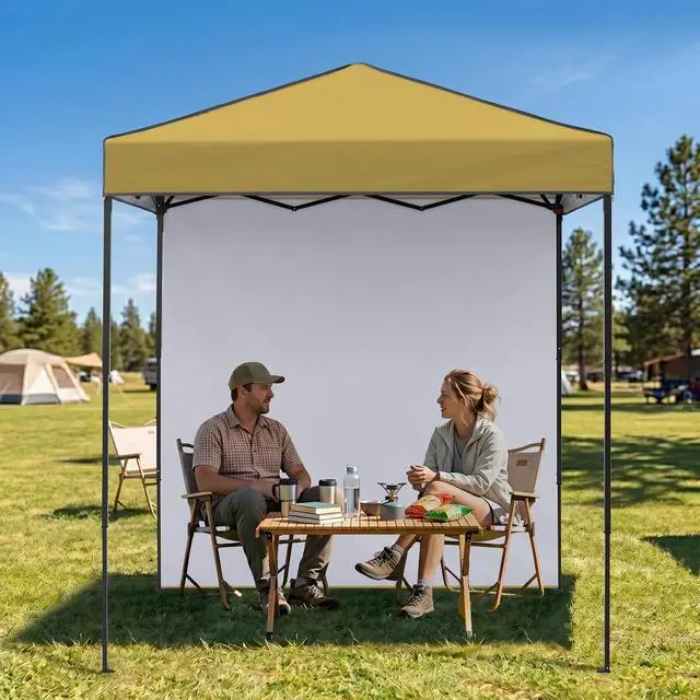 Alt view image 7 of 7 - 6x4 Instant Pop Up Canopy Tent with 1 Side Wall Panel, Straight Leg Sun Shelter, Portable Canopy with Carry Bag for Camping, Beach & Sports, Beige