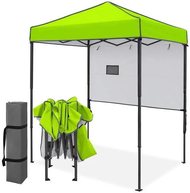 Main image of 6x4 Instant Pop Up Canopy Tent with 1 Half Wall Panel, Straight Leg Sun Shelter, Portable Canopy with Carry Bag for Camping, Beach & Sports, Neon Green