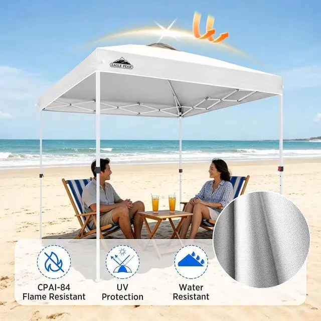 Alt view image 3 of 7 - Pop Up Canopy Tent with Wheeled Carry Bag, 8 Stakes, 4 Ropes, Easy Set Up Tent Canopy, 8x8 ft, White