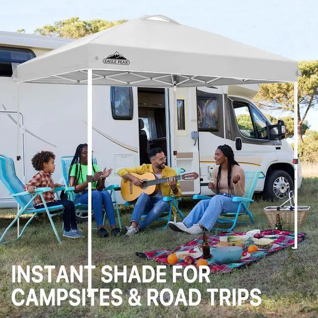 Alt view image 6 of 7 - Pop Up Canopy Tent with Wheeled Carry Bag, 8 Stakes, 4 Ropes, Easy Set Up Tent Canopy, 8x8 ft, White