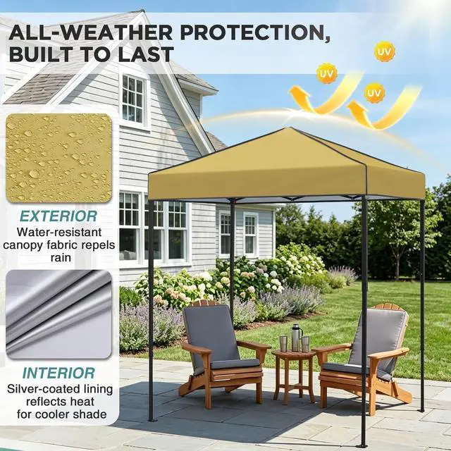 Alt view image 4 of 7 - 6x4 Instant Pop Up Canopy Tent, Straight Leg Sun Shelter, Portable Canopy with Carry Bag for Camping, Beach & Sports, Beige