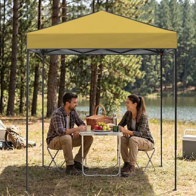 Alt view image 7 of 7 - 6x4 Instant Pop Up Canopy Tent, Straight Leg Sun Shelter, Portable Canopy with Carry Bag for Camping, Beach & Sports, Beige