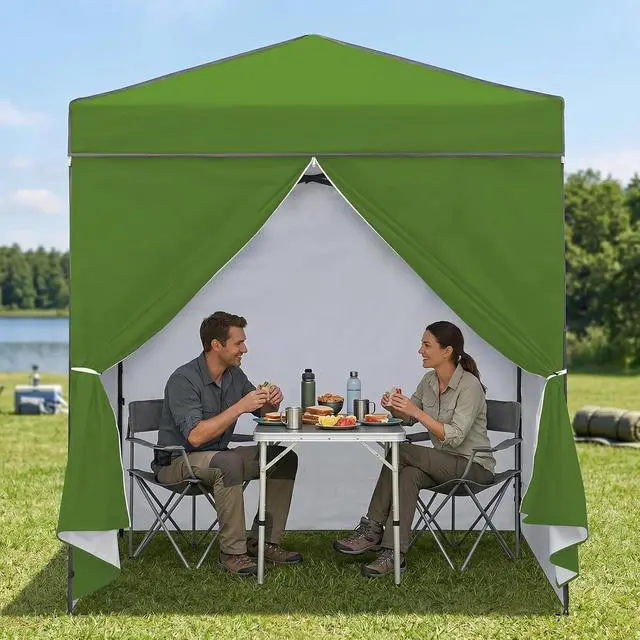 Alt view image 5 of 7 - 6x4 Instant Pop Up Canopy Tent with 4 Side Wall Panels, Straight Leg Sun Shelter, Portable Canopy with Carry Bag for Camping, Beach & Sports, Grass Green