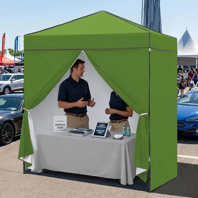 Alt view image 7 of 7 - 6x4 Instant Pop Up Canopy Tent with 4 Side Wall Panels, Straight Leg Sun Shelter, Portable Canopy with Carry Bag for Camping, Beach & Sports, Grass Green