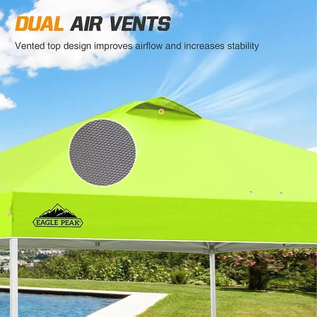 Alt view image 6 of 7 - Replacement Canopy Top for Eagle Peak 10x10 Straight Leg Pop Up Canopy Frame Only, Canopy Cover with Air Vent, UPF 50+, Frame NOT Included, Neon Green