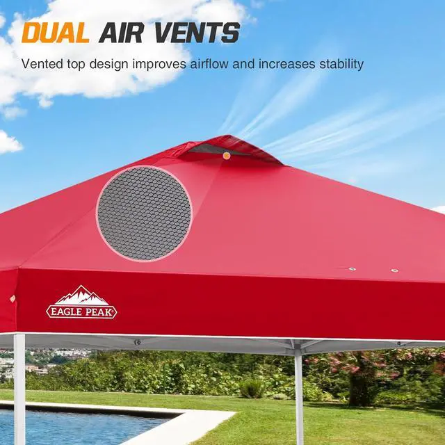 Alt view image 6 of 7 - Replacement Canopy Top for Eagle Peak 10x10 Straight Leg Pop Up Canopy Frame Only, Canopy Cover with Air Vent, UPF 50+, Frame NOT Included, Red