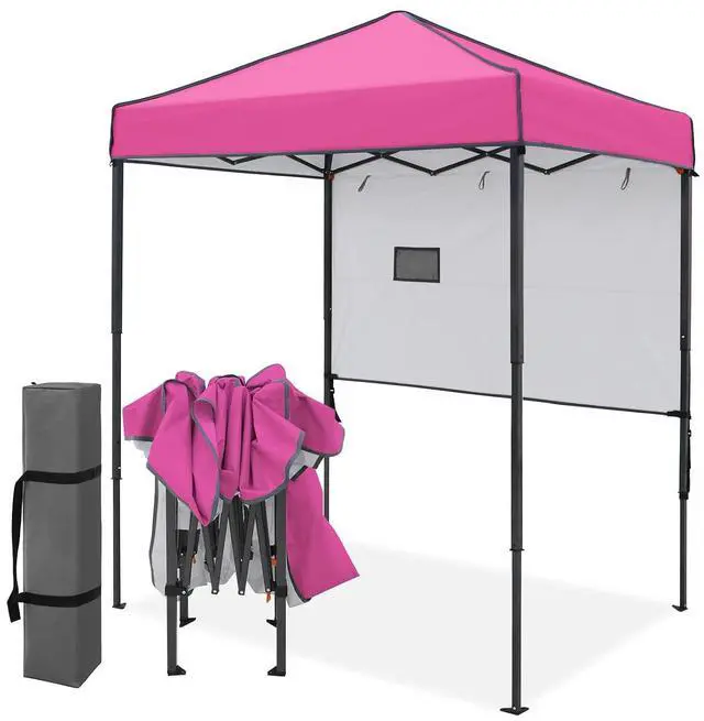 Main image of 6x4 Instant Pop Up Canopy Tent with 1 Half Wall Panel, Straight Leg Sun Shelter, Portable Canopy with Carry Bag for Camping, Beach & Sports, Pink