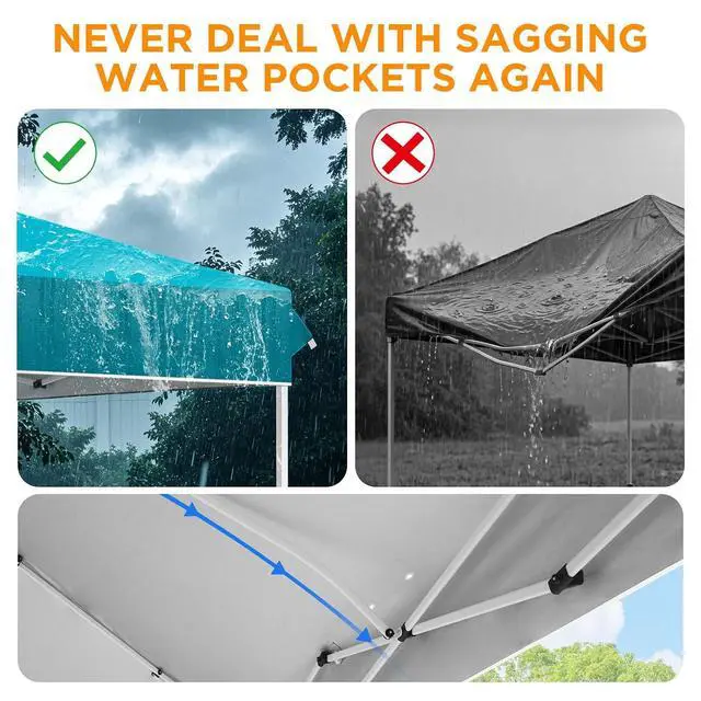 Alt view image 4 of 7 - Pop Up Canopy Tent with Wheeled Carry Bag, 8 Stakes, 4 Ropes, 4 Weight Bags, Easy Set Up Tent Canopy, 12x12 ft, 144sqft of Shade, Turquoise