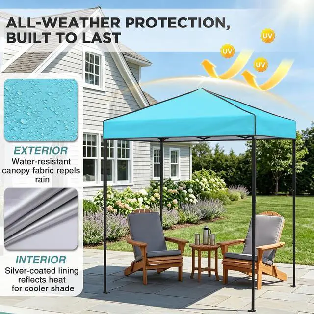 Alt view image 4 of 7 - 6x4 Instant Pop Up Canopy Tent, Straight Leg Sun Shelter, Portable Canopy with Carry Bag for Camping, Beach & Sports, Light Blue