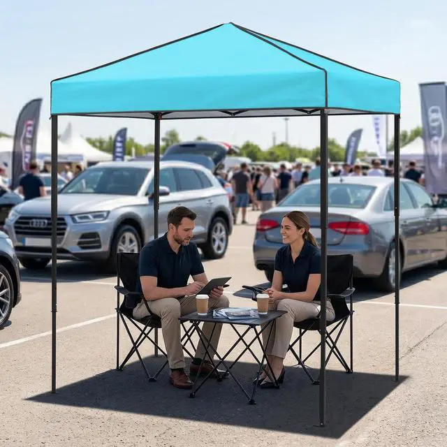 Alt view image 5 of 7 - 6x4 Instant Pop Up Canopy Tent, Straight Leg Sun Shelter, Portable Canopy with Carry Bag for Camping, Beach & Sports, Light Blue