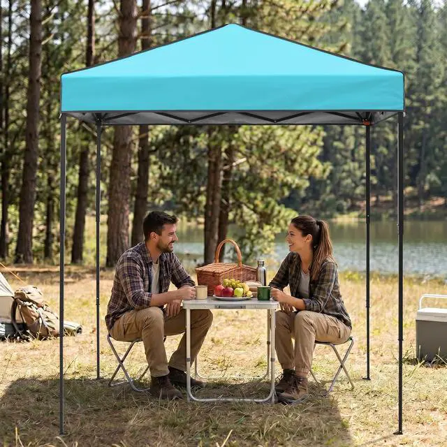 Alt view image 7 of 7 - 6x4 Instant Pop Up Canopy Tent, Straight Leg Sun Shelter, Portable Canopy with Carry Bag for Camping, Beach & Sports, Light Blue