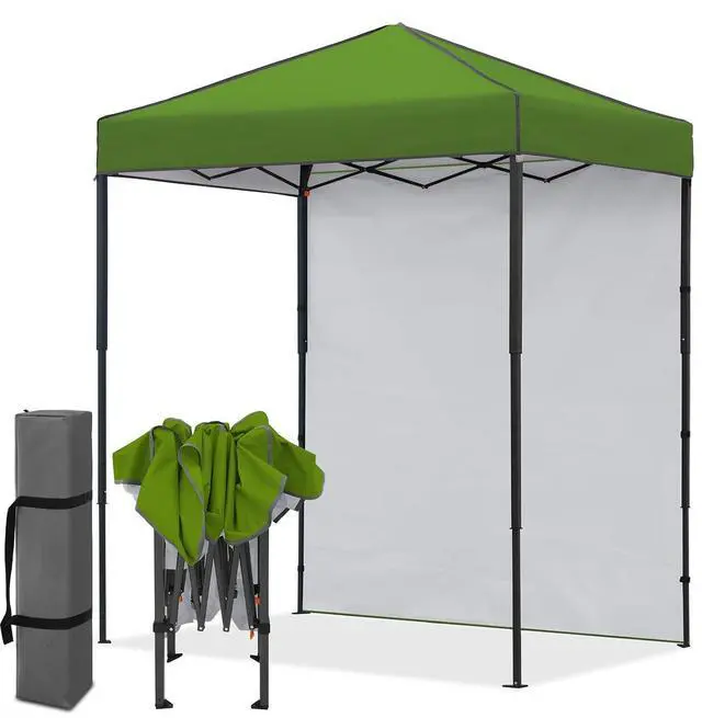 Main image of 6x4 Instant Pop Up Canopy Tent with 1 Side Wall Panel, Straight Leg Sun Shelter, Portable Canopy with Carry Bag for Camping, Beach & Sports, Grass Green