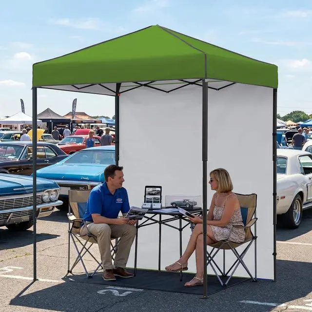 Alt view image 5 of 7 - 6x4 Instant Pop Up Canopy Tent with 1 Side Wall Panel, Straight Leg Sun Shelter, Portable Canopy with Carry Bag for Camping, Beach & Sports, Grass Green