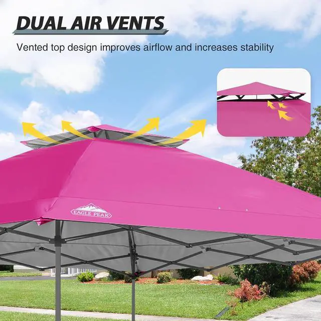 Alt view image 2 of 7 - Replacement Canopy Top for Eagle Peak 13x13 Straight Leg Pop Up Canopy Frame Only, Canopy Cover with Two Tier Air Vent, UPF 50+, Frame NOT Included, Light Pink