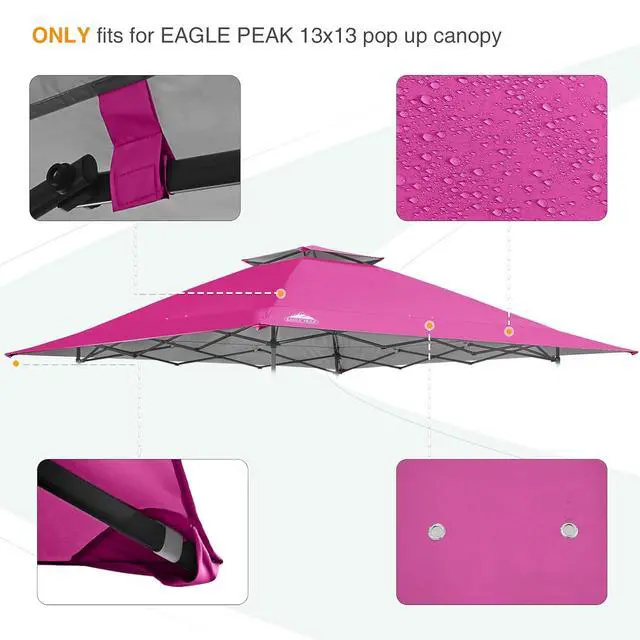 Alt view image 6 of 7 - Replacement Canopy Top for Eagle Peak 13x13 Straight Leg Pop Up Canopy Frame Only, Canopy Cover with Two Tier Air Vent, UPF 50+, Frame NOT Included, Light Pink